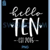Hello Ten Est 2015 10th Birthday Girl 10 Year Old PNG, Hello Ten Est 2015 PNG
