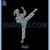 Karate Girl Martial Arts Typography Women Girls Taekwondo PNG, Karate Martial Arts Girl Kick PNG