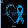 Prostate Cancer Awareness Heart Ribbon Blue Support PNG, Blue Heart Ribbon PNG