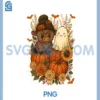 Retro Cute Fall Highland Cow Ghost Pumpkin Spooky Halloween PNG, Cute Fall Highland Cow Ghost PNG