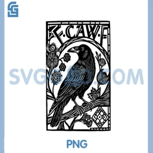 Retro F-Caw-F Black Crow PNG, Funny Black Bird Saying Meme Dark PNG