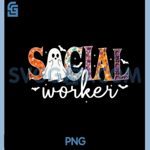 Social Worker Halloween PNG, Retro Ghost Halloween Social Worker PNG