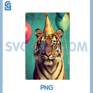 Tiger Animal Zoo Birthday Party PNG, Apparel Unisex Kids Retro Art Print PNG, Tiger Birthday Black Car PNG