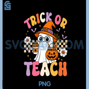 Trick Or Teach Cute Ghost PNG, Coffee Pumpkins PNG, Halloween Teacher PNG