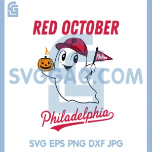 Phillies Halloween Ghost SVG, Red October Baseball SVG