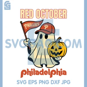Phillies Red October Halloween Ghost SVG, Philadelphia Phillies SVG