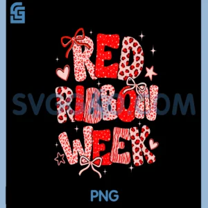 Wear Red For Red Ribbon Week PNG, Awareness Coquette Bow PNG