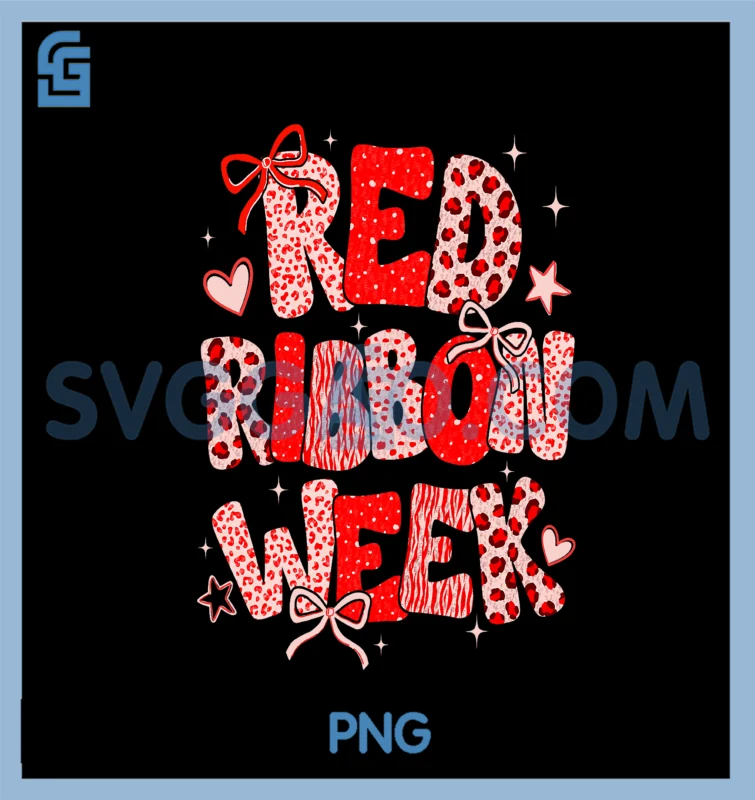 Wear Red For Red Ribbon Week PNG, Awareness Coquette Bow PNG