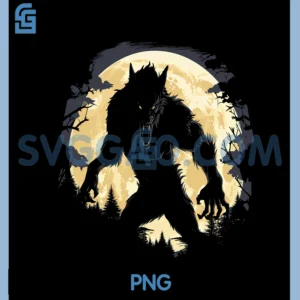 Werewolf Full Moon Creepy PNG, Monster Folklore Halloween PNG