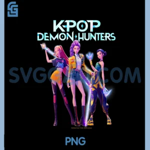 Womens Kpop Demon Hunters PNG, Halloween Huntrix Heroic Poses Group Shot V-Neck PNG