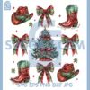 Howdy Christmas Plaid Coquette Bow PNG, Cowgirl Boot Western Xmas PNG