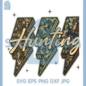 Hunting Lightning Bolt Old School Camo PNG, Hello Hunting Season PNG