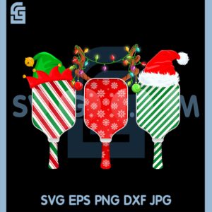 Pickleball Paddles Santa Elf Hat PNG, Reindeer Merry Christmas PNG