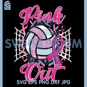 Pink Out Volleyball Breast Cancer PNG, Awareness Support Ribbon PNG
