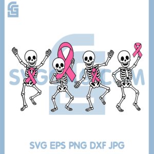 Pink Ribbon Breast Cancer PNG, Awareness Skeleton PNG