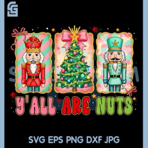 Preppy Nutcracker PNG, Coquette Bow Christmas PNG, Tree Y'all are Nuts PNG