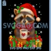 Raccoon Drinking Coffee Santa Hat PNG, Merry Christmas Pajamas PNG