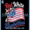Red White & Blueberries Coquette Flag Bow PNG, USA PNG