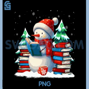Snowman Reading Books PNG, Librarians Merry Christmas PNG