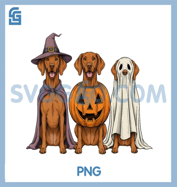 Spooky Ghost Vizsla PNG, Pumpkin Halloween PNG, Dog Lover PNG