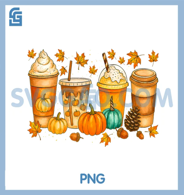 Fall Coffee Pumpkin Spice Latte PNG, Drinks Autumn Thanksgiving PNG ...