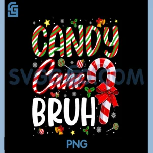 Funny Candy Cane Bruh PNG, Merry Christmas Santa Hat Xmas PNG