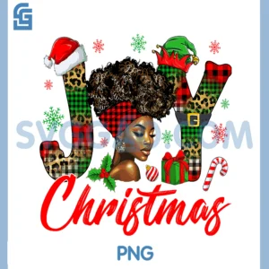 Joy Merry Christmas PNG, Afro American Xmas PNG