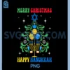Merry Christmas Happy PNG, Hanukkah Menorah & Dreidel Xmas Tree PNG