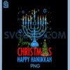 Merry Christmas Happy Hanukkah PNG, Menorah & Xmas PNG, Tree Lights PNG