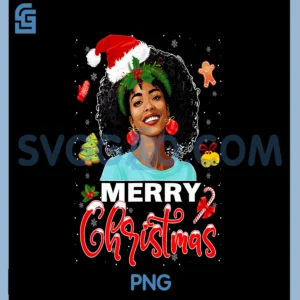 Merry Christmas Afro PNG, Girls Women & Santa Hat Xmas PNG