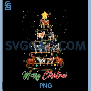 Merry Christmas Cows PNG, Christmas Tree Lights PNG