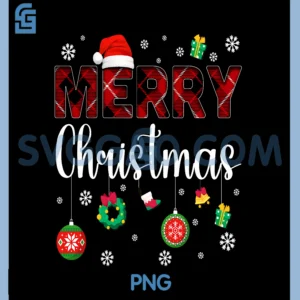 Merry Christmas Red PNG, Buffalo Plaid Xmas PNG