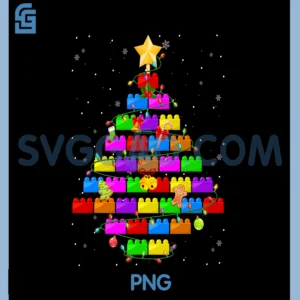 Merry Christmas PJS PNG, Blocks Building Christmas Tree PNG