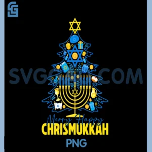 Merry Happy Chrismukkah PNG, Christmas Hanukkah Menorah Xmas Tree PNG