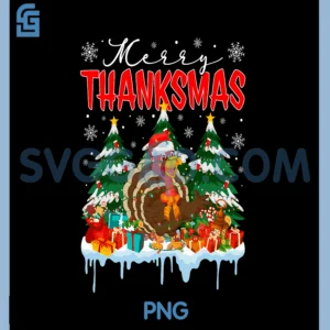 Merry Thanksmas Turkey PNG, Xmas Lights Thanksgiving Christmas PNG