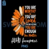 Motivational ADHD Awareness PNG, Sunflower Ribbon Orange Suppport PNG