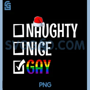Naughty Nice Gay PNG, LGBTQ Gay Pride Flag PNG, Merry Christmas PNG