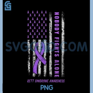 Purple Ribbon Nobody Fights Alone PNG, USA Flag Rett Syndrome PNG