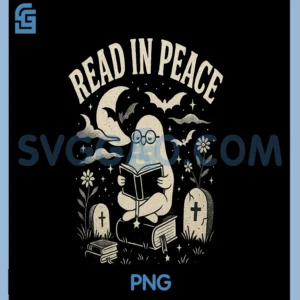 Read in Peace Ghost PNG, Reader Vintage Halloween Bookish PNG
