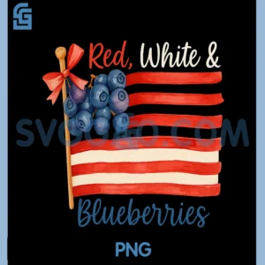 Red White & Blueberries American Flag PNG, Blueberry USA PNG