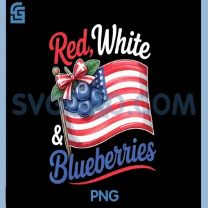 Red White & Blueberries PNG, Coquette Flag Bow PNG