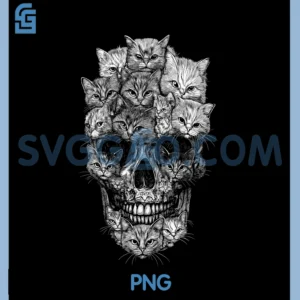 A Skull But It's Cats Kitty PNG, Skeleton Halloween Cat Skull PNG