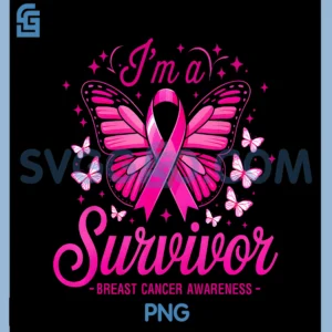 Breast Cancer Survivor Butterfly PNG, in October We Wear Pink PNG