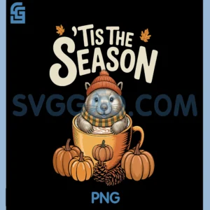 Tis The Season Wombat PNG, Fall Coffee Autumn Pumpkin Spice PNG