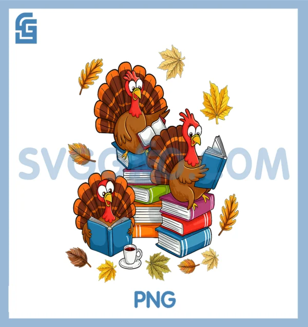 Turkey Reading Book Librarians PNG, Fall Season Thanksgiving PNG – SVGGAO
