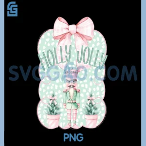 Vintage Preppy Holly Xmas Jolly PNG, Nutcrackers Coquette Bow PNG