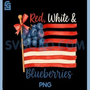 Red White & Blueberries American Flag PNG, Blueberry USA PNG