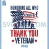 Honoring All Who Served Thank You Veterans PNG, Day US Veterans PNG