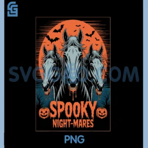 Horror Retro Spooky PNG, Night Mares Horses PNG, Boo Ghosts Halloween PNG