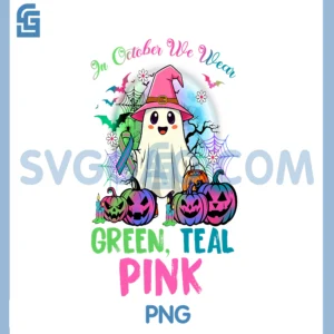 in October We Wear Teal Pink Halloween Metastatic PNG, Breast Cancer PNG